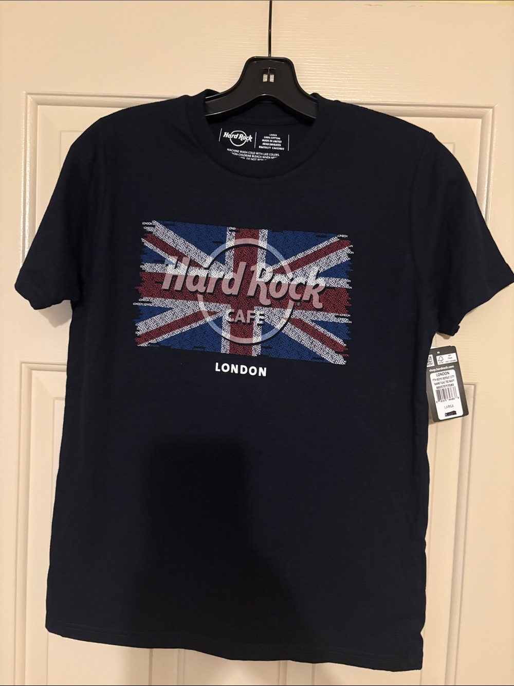 Hard Rock Cafe Navy Blue London Flag Logo Tee